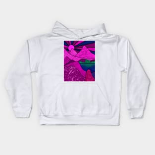 PINK Mountains Nature Kids Hoodie